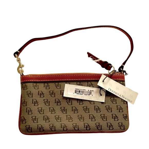 Dooney & Bourke Signature Pouchette/Wristlet Mini Purse Browns - Red Lining NWT - Picture 2 of 6